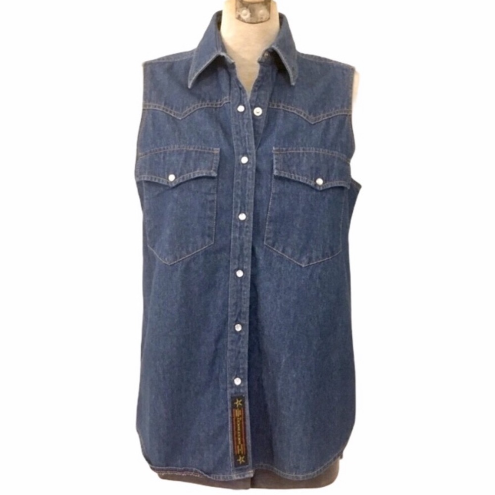 Vintage Sleeveless Denim Button Down